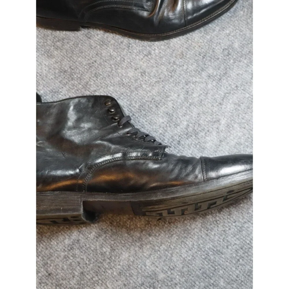 To Boot New York Adam Derrick Boots Mens 12 Black Leather Cap Toe Lace Up Italy